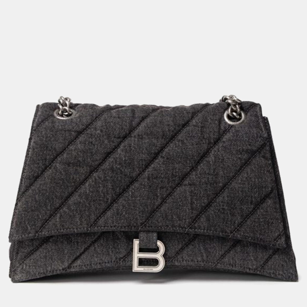 Balenciaga Crush Black Fabric And Leather Shoulder Bag Balenciaga Crush Black Fabric And Leather Shoulder Bag