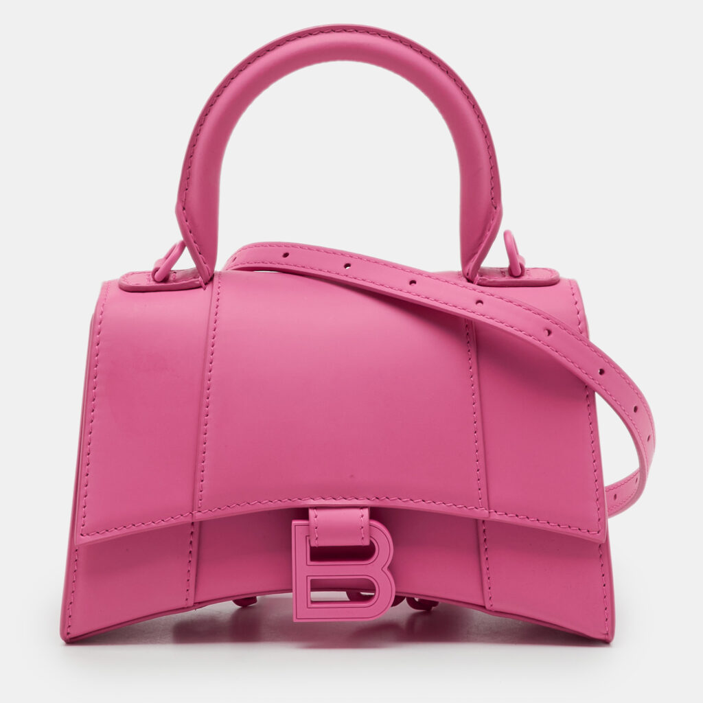 Balenciaga Pink Leather XS Hourglass Top Handle Bag