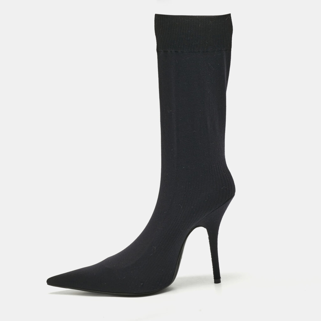 luxury-women-balenciaga-new-shoes-p1167387-008-1.jpg Balenciaga Black Stretch Fabric Knife Ankle Socks Boots Size 39.5