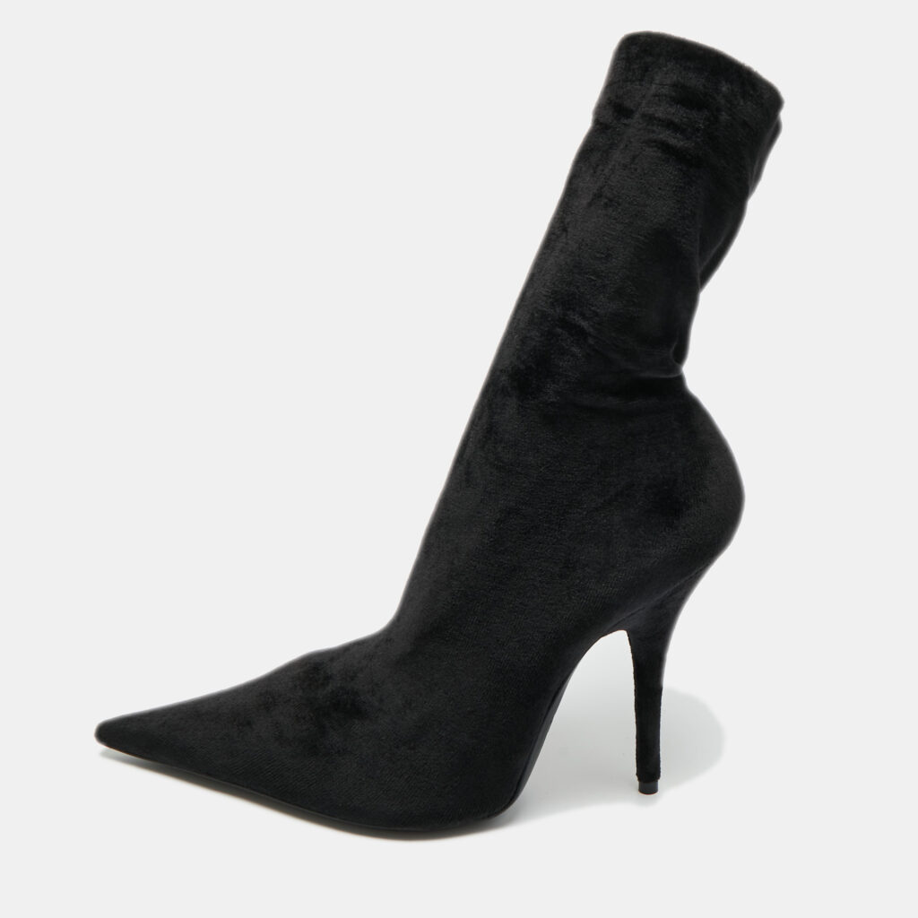 Balenciaga Black Velvet Knife Booties Size 36