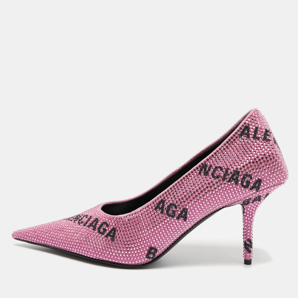 Balenciaga Pink Suede Crystal Embellished Knife Pumps Size 37 Balenciaga Pink Suede Crystal Embellished Knife Pumps Size 37