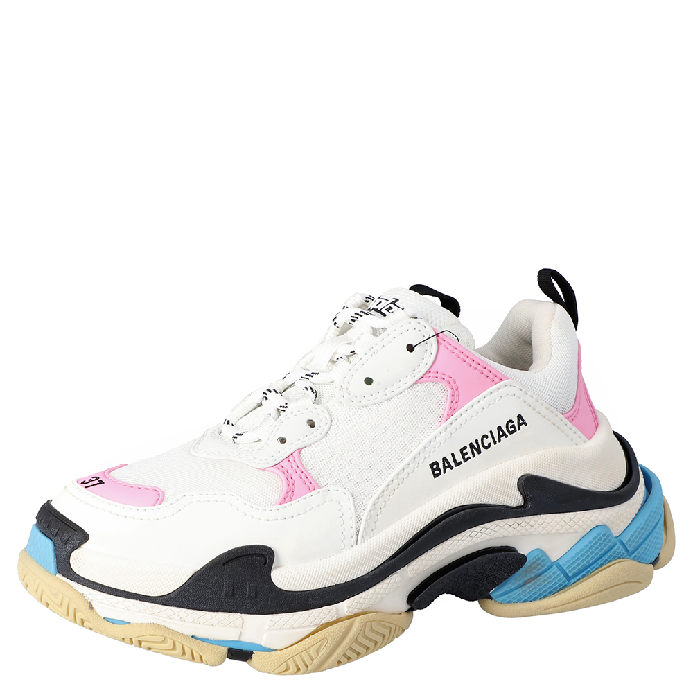luxury-women-balenciaga-new-shoes-p389953-001-1.jpg Balenciaga Multicolor Leather and Mesh Triple S Sneakers Size EU 40