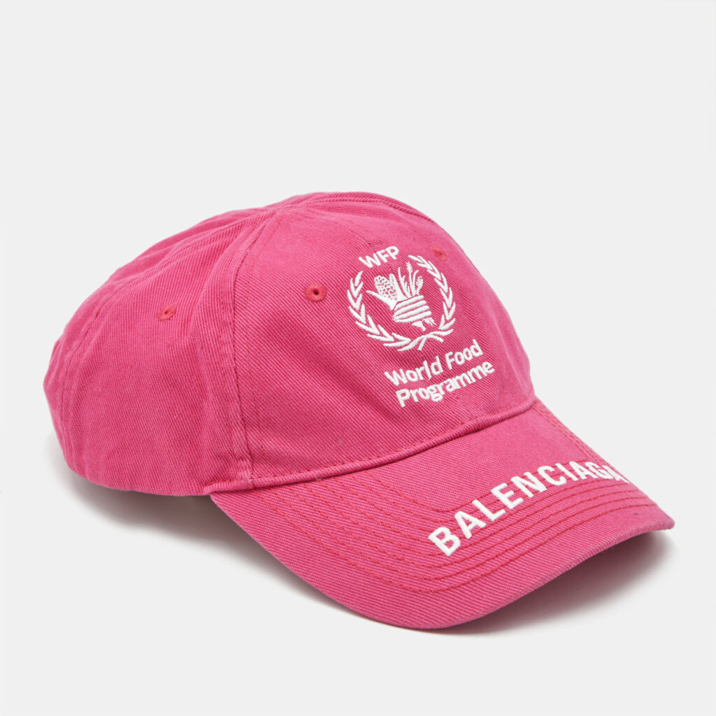 Balenciaga Pink WFP Embroidered Cotton Baseball Cap L Balenciaga Pink WFP Embroidered Cotton Baseball Cap L
