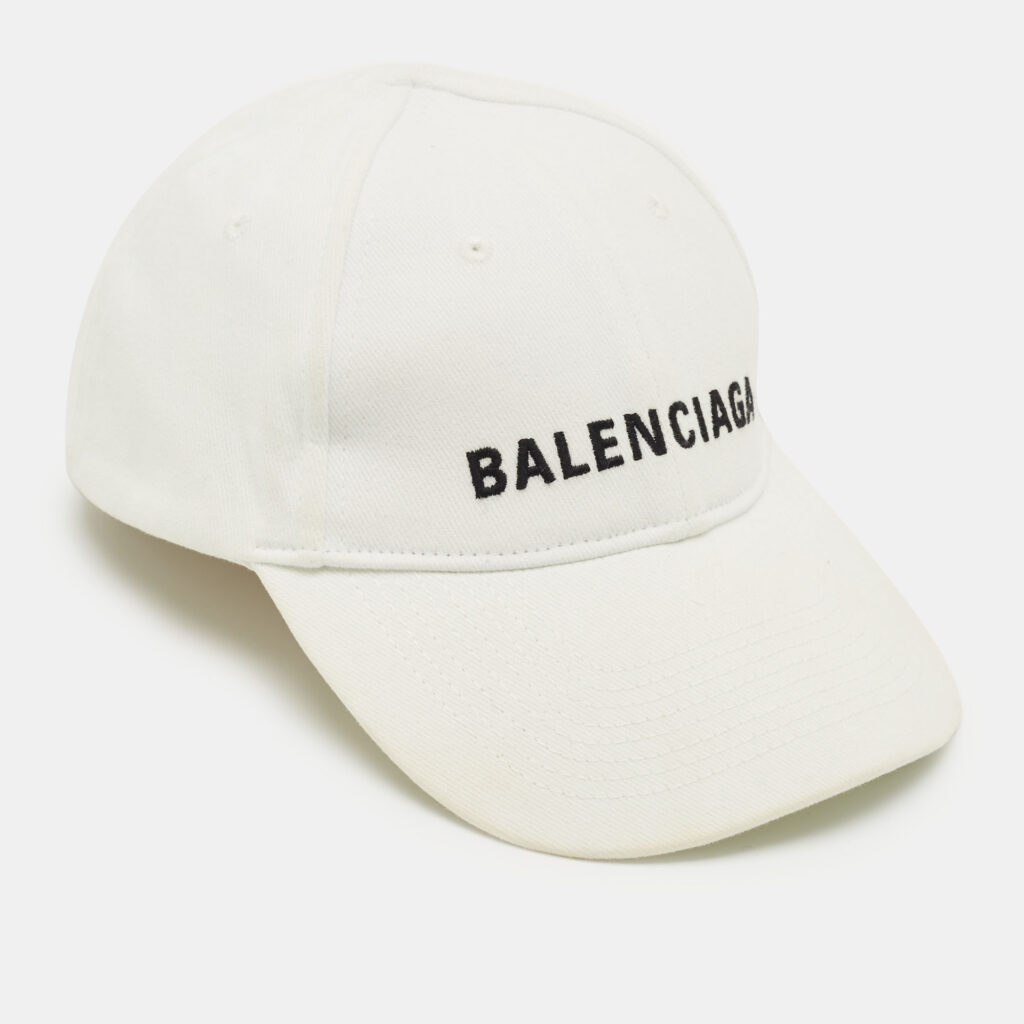 Balenciaga White Logo Embroidered Cotton Baseball Cap L Balenciaga White Logo Embroidered Cotton Baseball Cap L