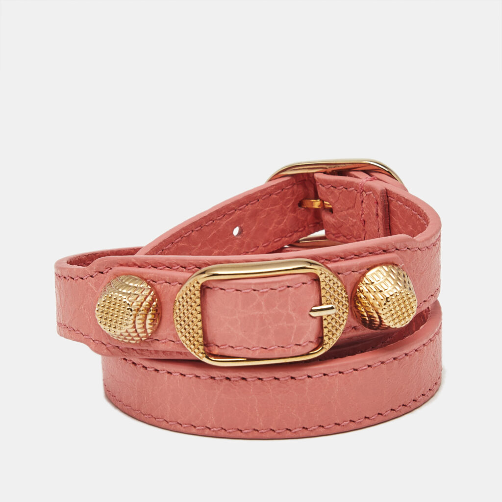 Balenciaga Studded Arena Leather Gold Tone Triple Tour Bracelet Balenciaga Studded Arena Leather Gold Tone Triple Tour Bracelet