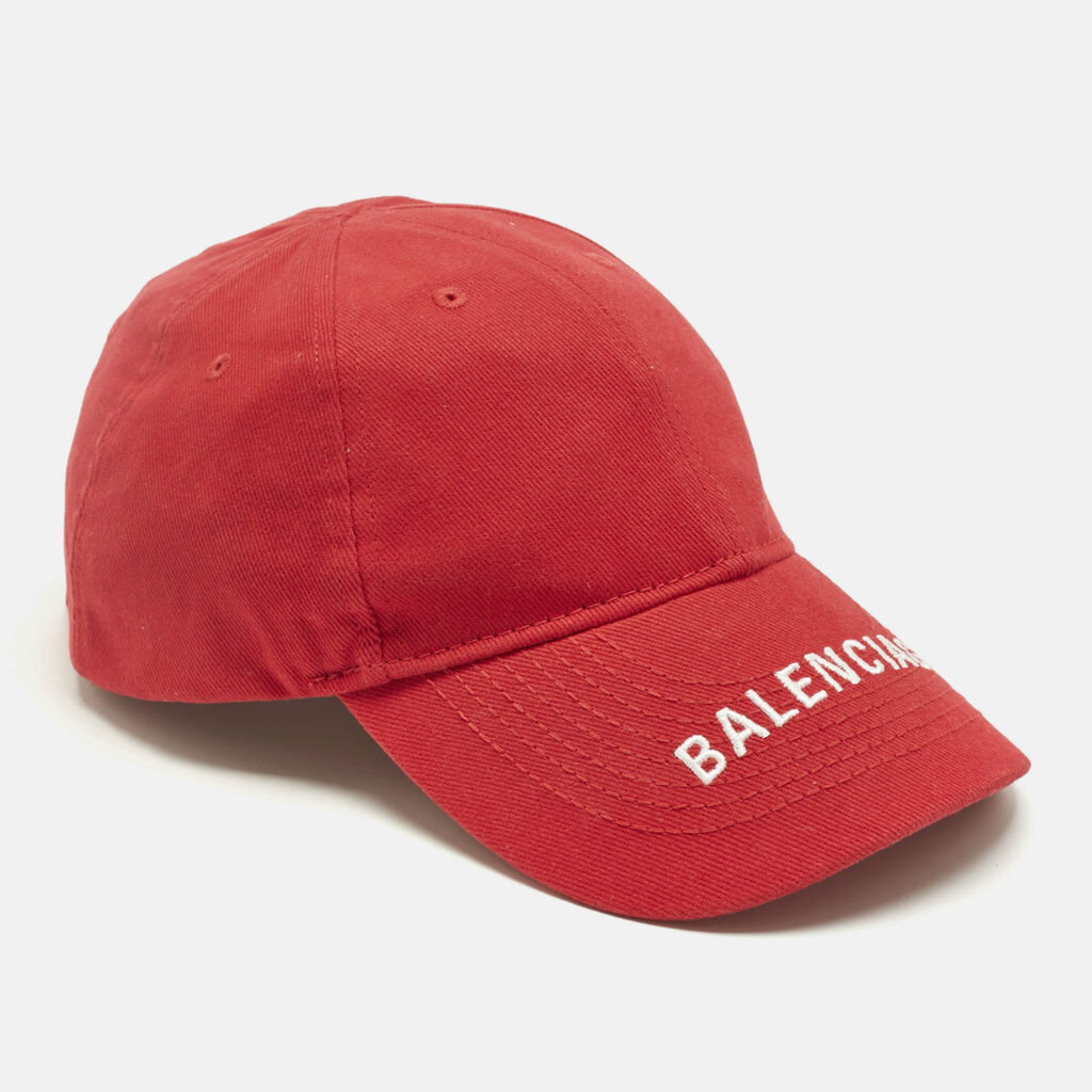 luxury-women-balenciaga-used-accessories-p1242755-001-1.jpg Balenciaga Red Logo Embroidered Cotton Baseball Cap L