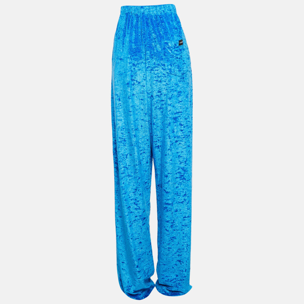 Balenciaga Blue Velour Wide-Leg Pants M Balenciaga Blue Velour Wide-Leg Pants M