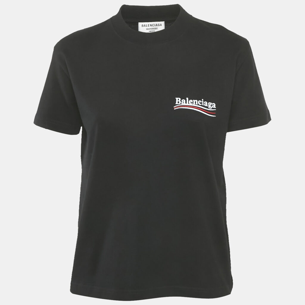 Balenciaga Black Logo Embroidery Cotton Crewneck Small Fit T-Shirt L Balenciaga Black Logo Embroidery Cotton Crewneck Small Fit T-Shirt L