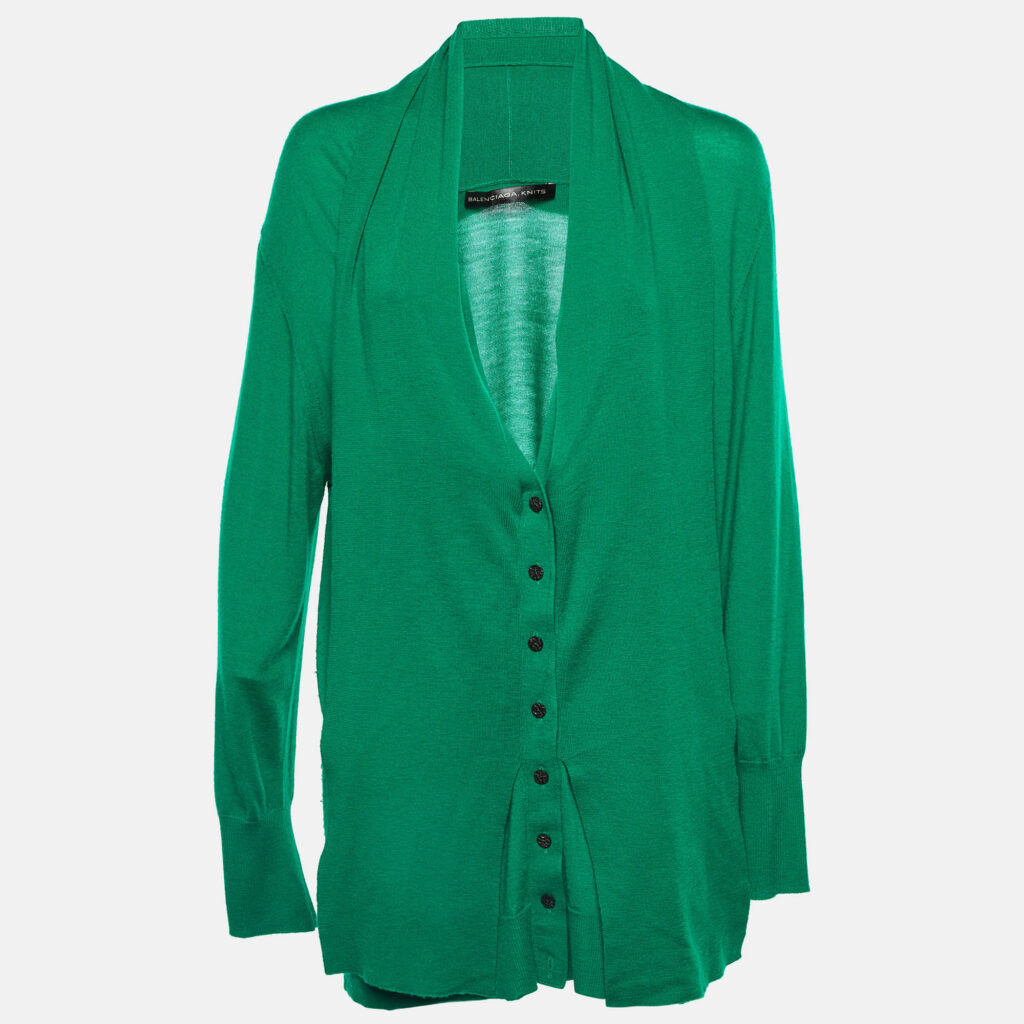 Balenciaga Knits Green Cashmere Button Front Cardigan M Balenciaga Knits Green Cashmere Button Front Cardigan M
