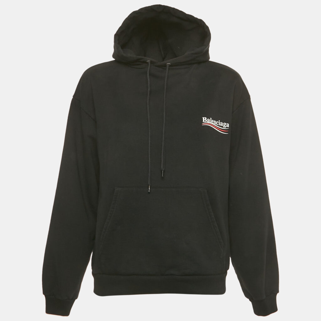 Balenciaga Black Campaign Print Cotton Knit Hoodie S Balenciaga Black Campaign Print Cotton Knit Hoodie S