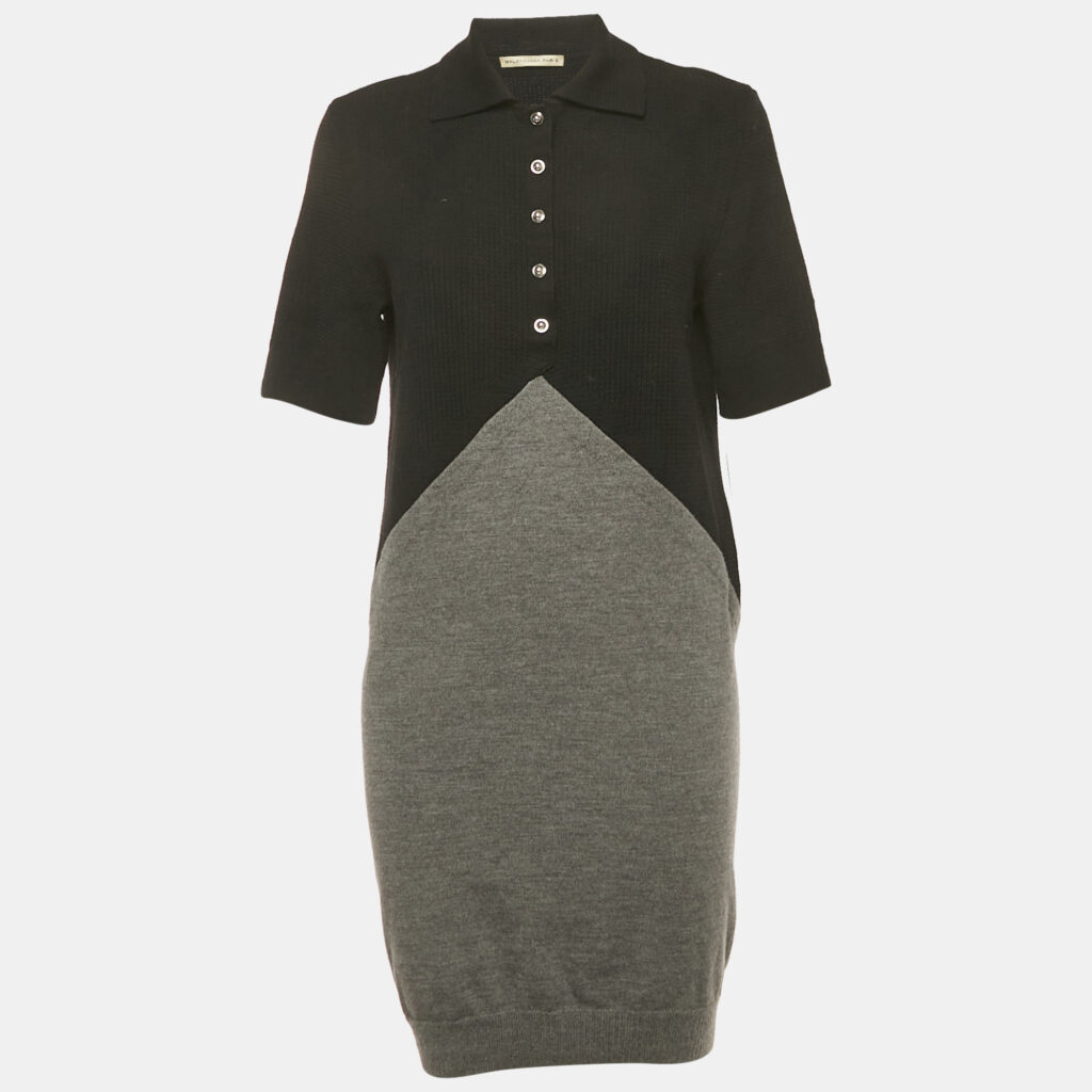luxury-women-balenciaga-used-clothes-p1186249-002-1.jpg Balenciaga Black/Grey Knit T-Shirt Dress M
