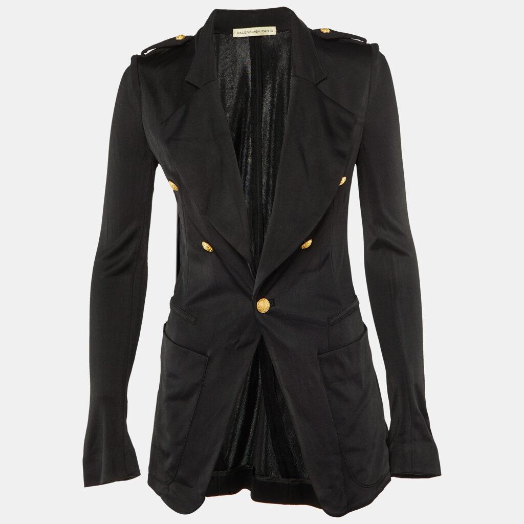 Balenciaga Black Jersey Double Breasted Jacket M