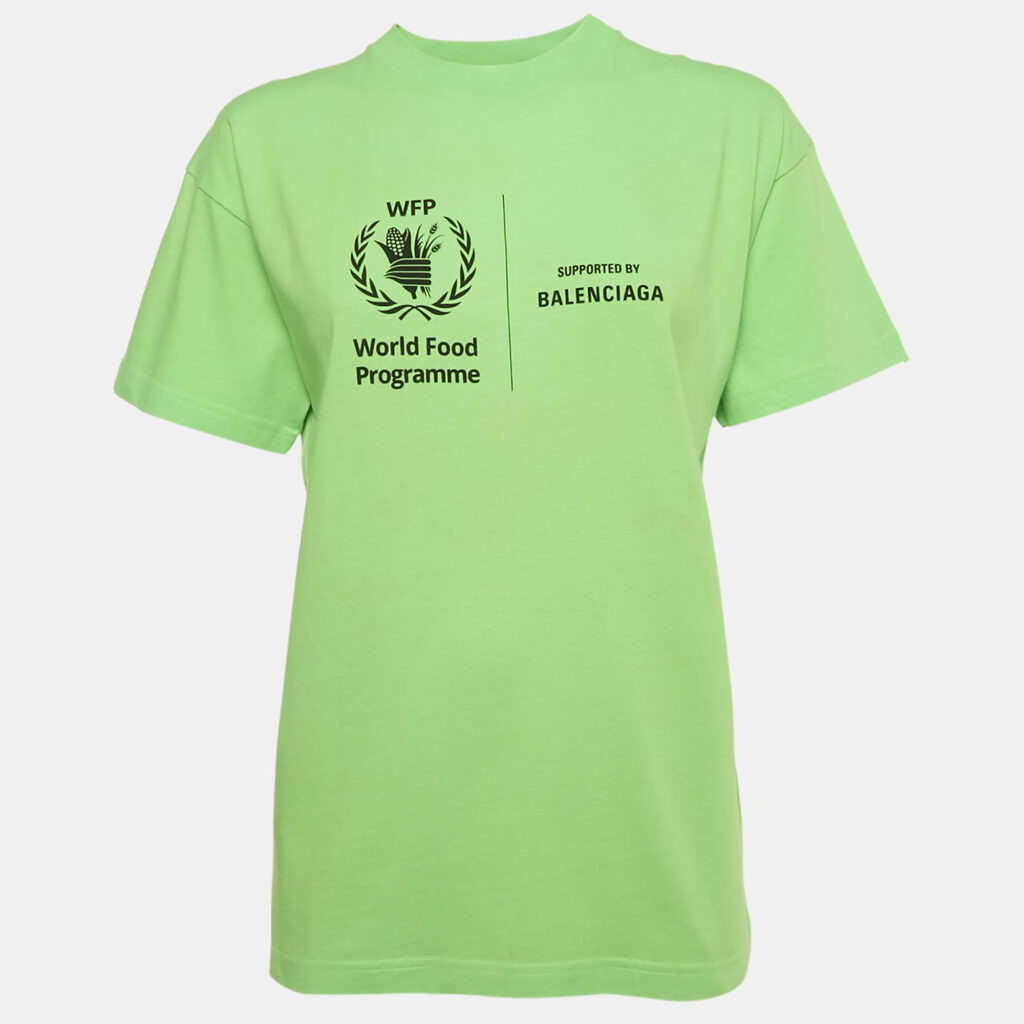 Balenciaga Unisex Neon Green WFP Print Jersey Crewneck T-Shirt XS Balenciaga Unisex Neon Green WFP Print Jersey Crewneck T-Shirt XS