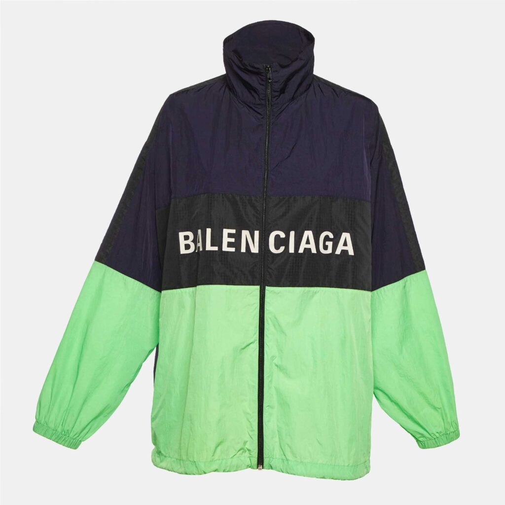 Balenciaga Colorblock Logo Printed Nylon Windbreaker Jacket S Balenciaga Colorblock Logo Printed Nylon Windbreaker Jacket S