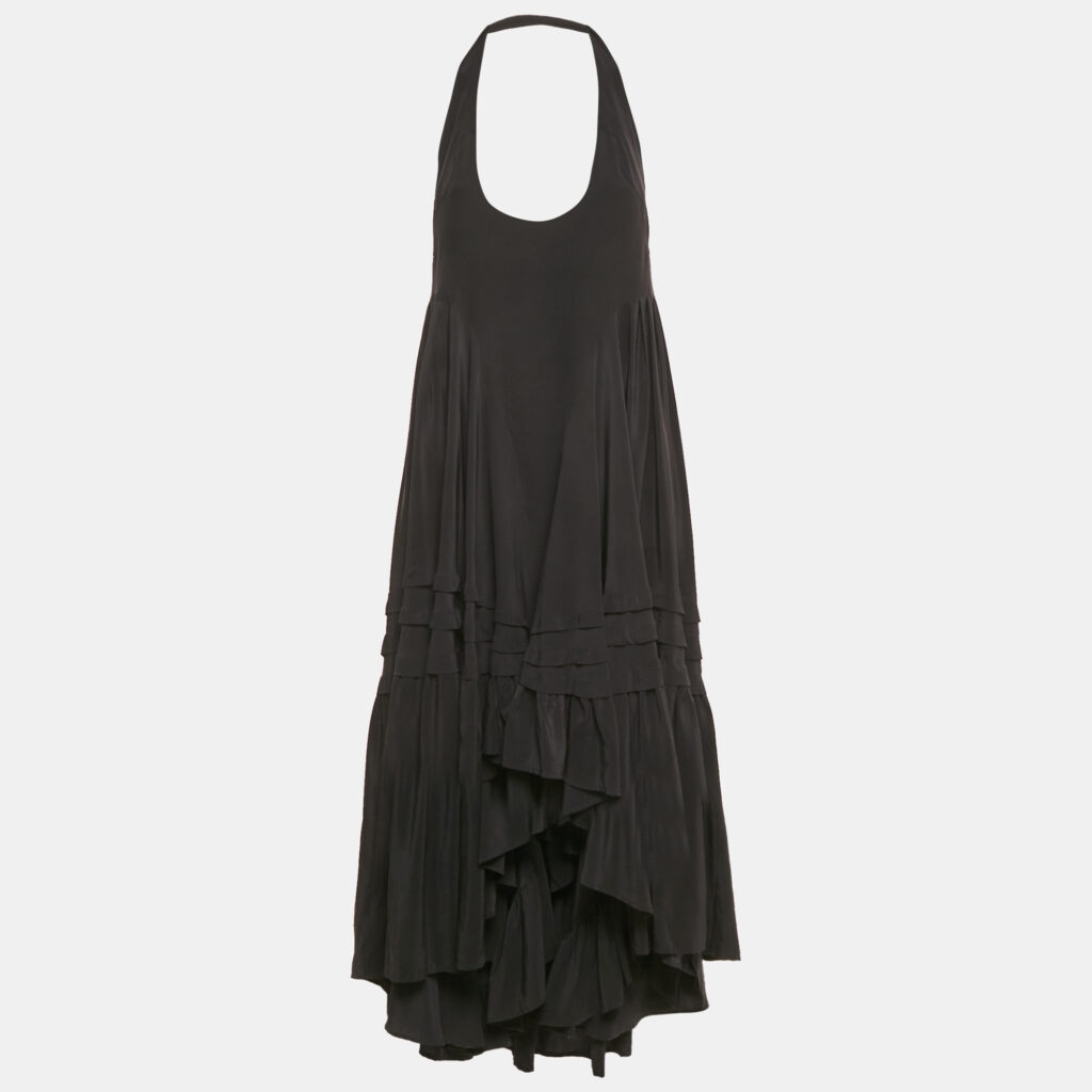 Balenciaga Black Silk Halter Neck Asymmetric Dress M Balenciaga Black Silk Halter Neck Asymmetric Dress M