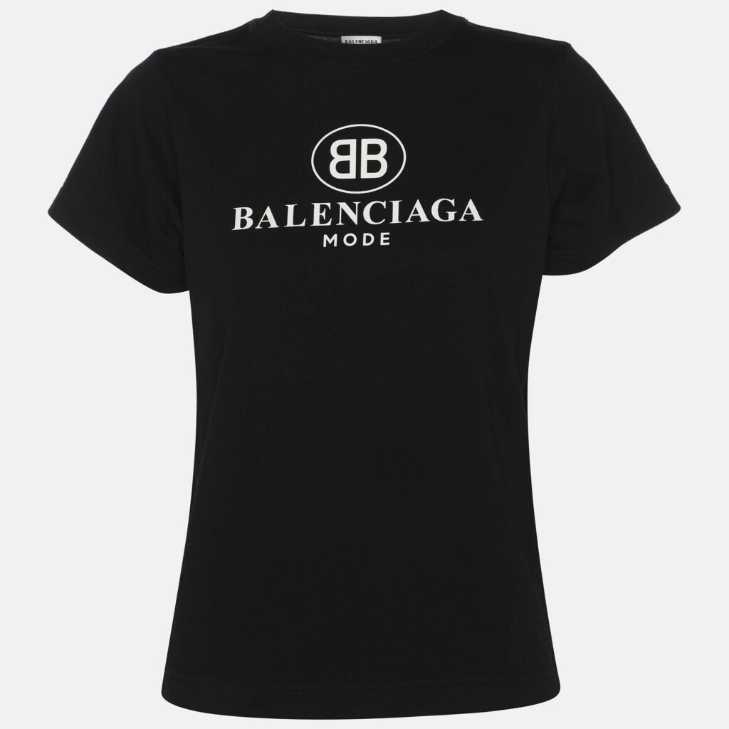 Balenciaga Black Logo Print Cotton Jersey T-Shirt M Balenciaga Black Logo Print Cotton Jersey T-Shirt M