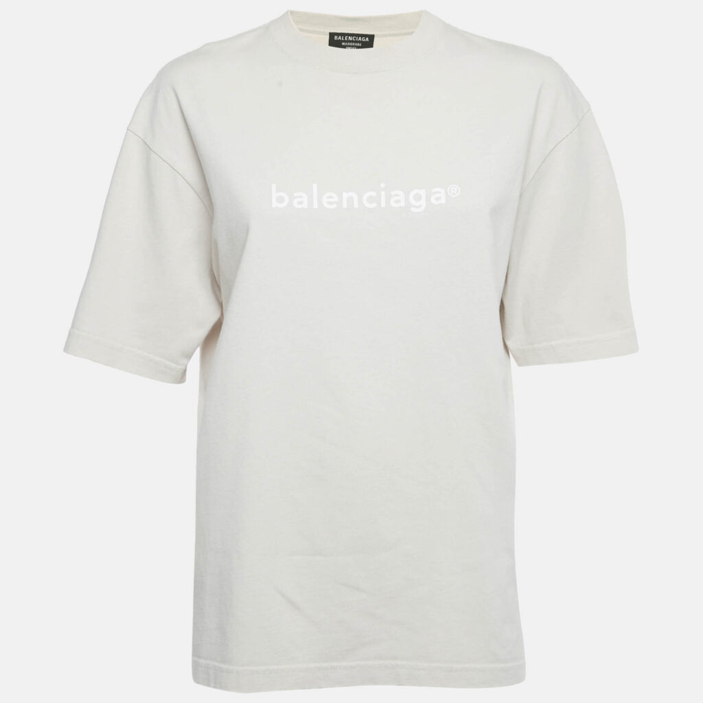 Balenciaga Beige Logo Print Cotton Crewneck T-Shirt XXS Balenciaga Beige Logo Print Cotton Crewneck T-Shirt XXS