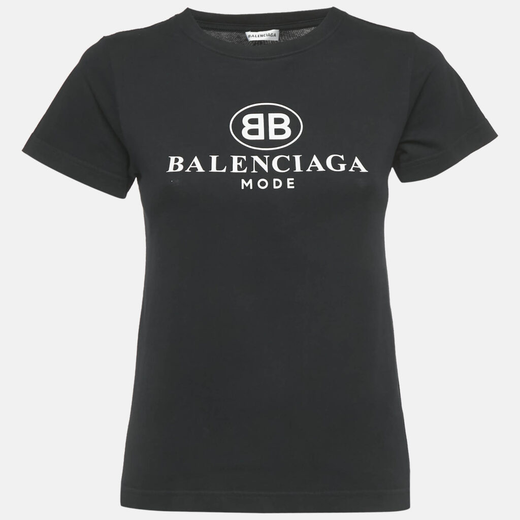 Balenciaga Black Logo Print Cotton Crewneck T-Shirt S Balenciaga Black Logo Print Cotton Crewneck T-Shirt S