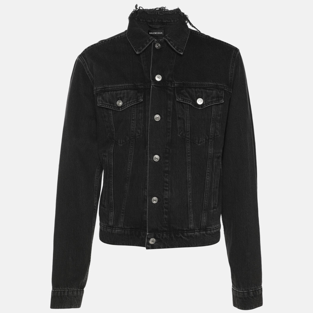 Balenciaga Dark Grey Distressed Denim Jacket XL Balenciaga Dark Grey Distressed Denim Jacket XL