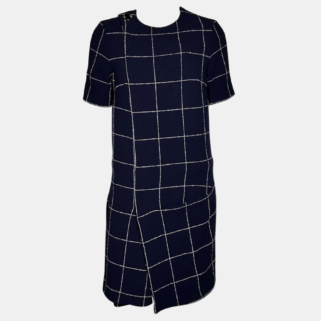 Balenciaga Navy Blue Navy Checkered Dress Balenciaga Navy Blue Navy Checkered Dress