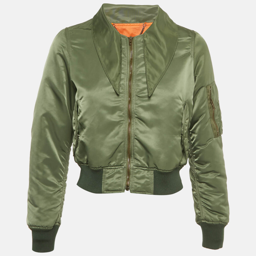 Balenciaga Green Nylon Crop Bomber Jacket S Balenciaga Green Nylon Crop Bomber Jacket S