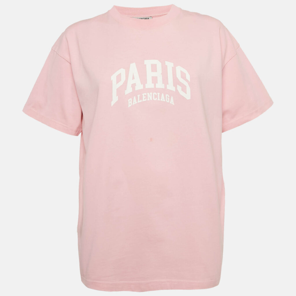Balenciaga Limited Edition Pink Logo Print Cotton Oversized T-Shirt S Balenciaga Limited Edition Pink Logo Print Cotton Oversized T-Shirt S