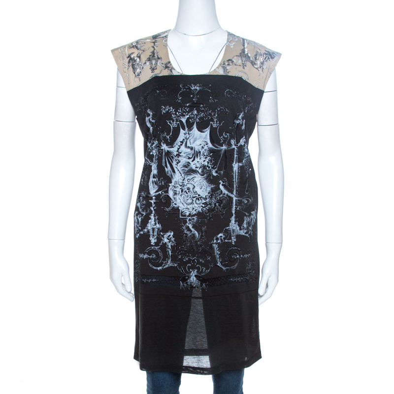 Balenciaga T's Black & Beige Baroque Brasso Printed Tunic Top M Balenciaga T's Black & Beige Baroque Brasso Printed Tunic Top M
