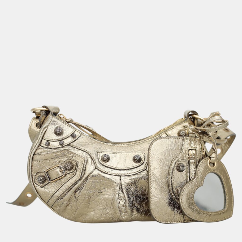 Balenciaga Gold Metallic Leather Le Cagole XS Shoulder Bag
