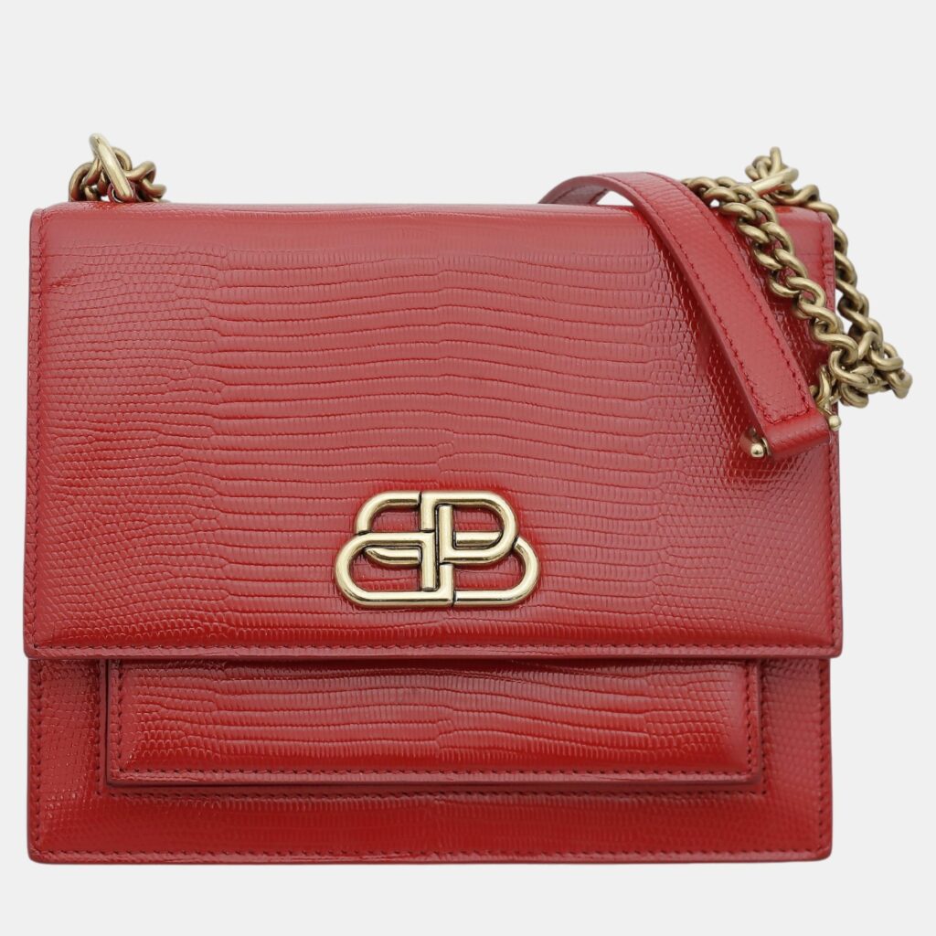 Balenciaga Red Lizard Embossed Leather Small Sharp Shoulder Bag Balenciaga Red Lizard Embossed Leather Small Sharp Shoulder Bag
