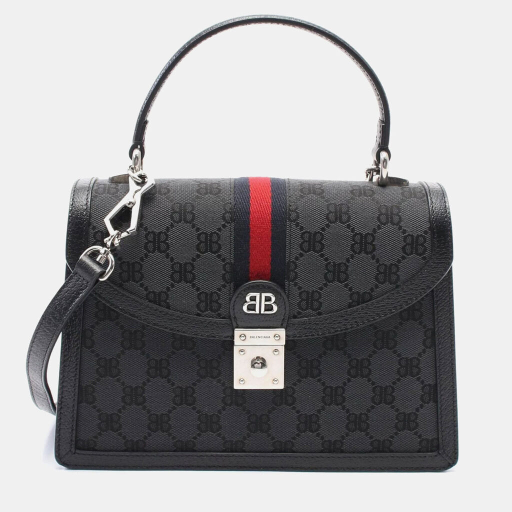 Balenciaga Hacker Project Small Black Canvas Leather Handbag