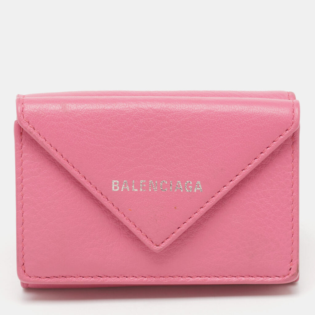 Balenciaga Pink Leather Mini Papier Flap Wallet Balenciaga Pink Leather Mini Papier Flap Wallet