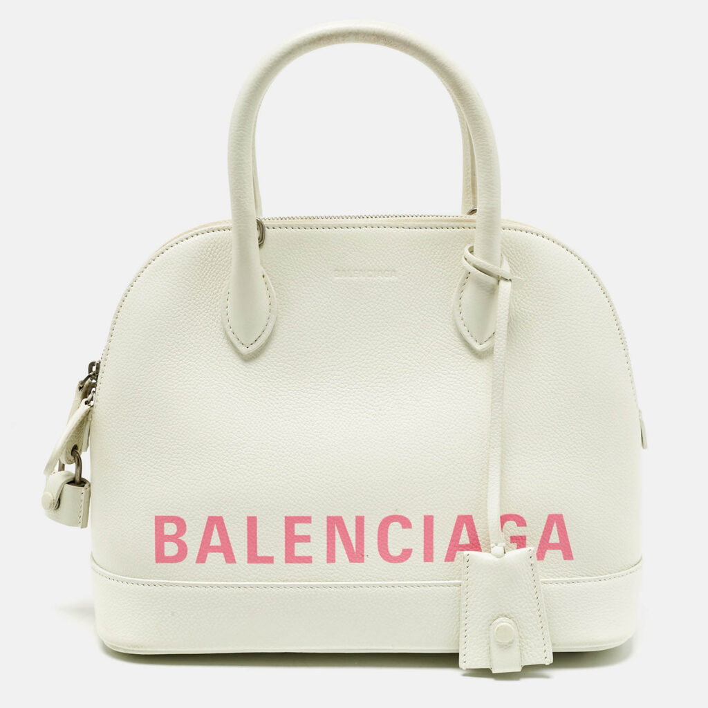 Balenciaga White/Pink Leather Small Ville Satchel Balenciaga White/Pink Leather Small Ville Satchel