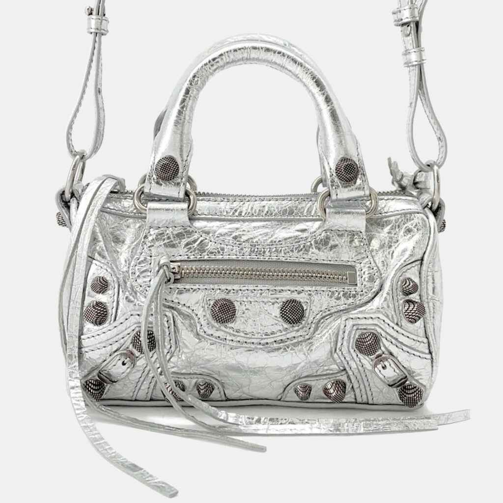Balenciaga Le Cagoule Silver Leather Nano 2-Way Shoulder Bag Balenciaga Le Cagoule Silver Leather Nano 2-Way Shoulder Bag