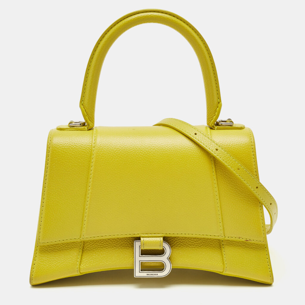 Balenciaga Yellow Leather Small Hourglass Top Handle Bag Balenciaga Yellow Leather Small Hourglass Top Handle Bag