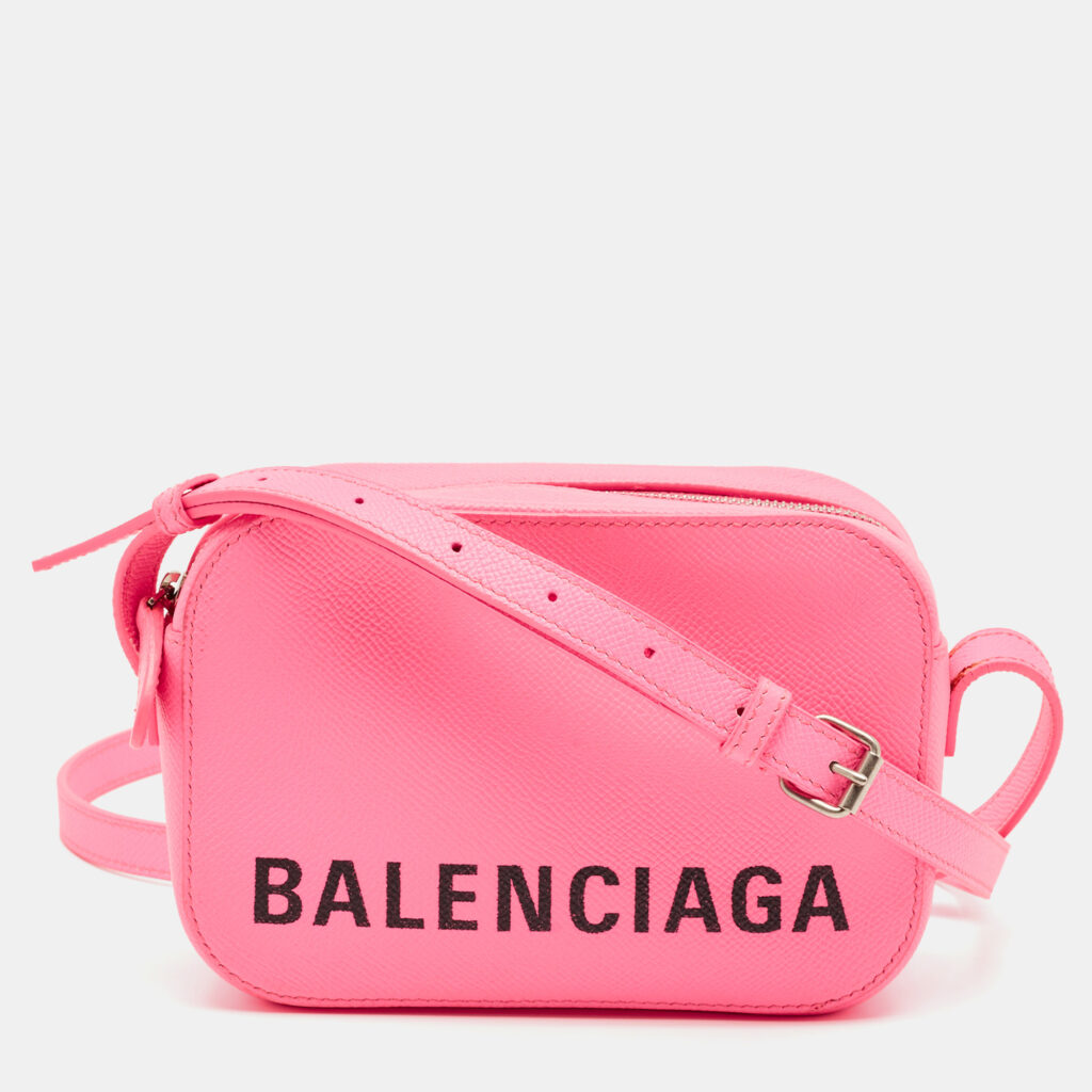 Balenciaga Neon Pink Leather XS Ville Camera Bag