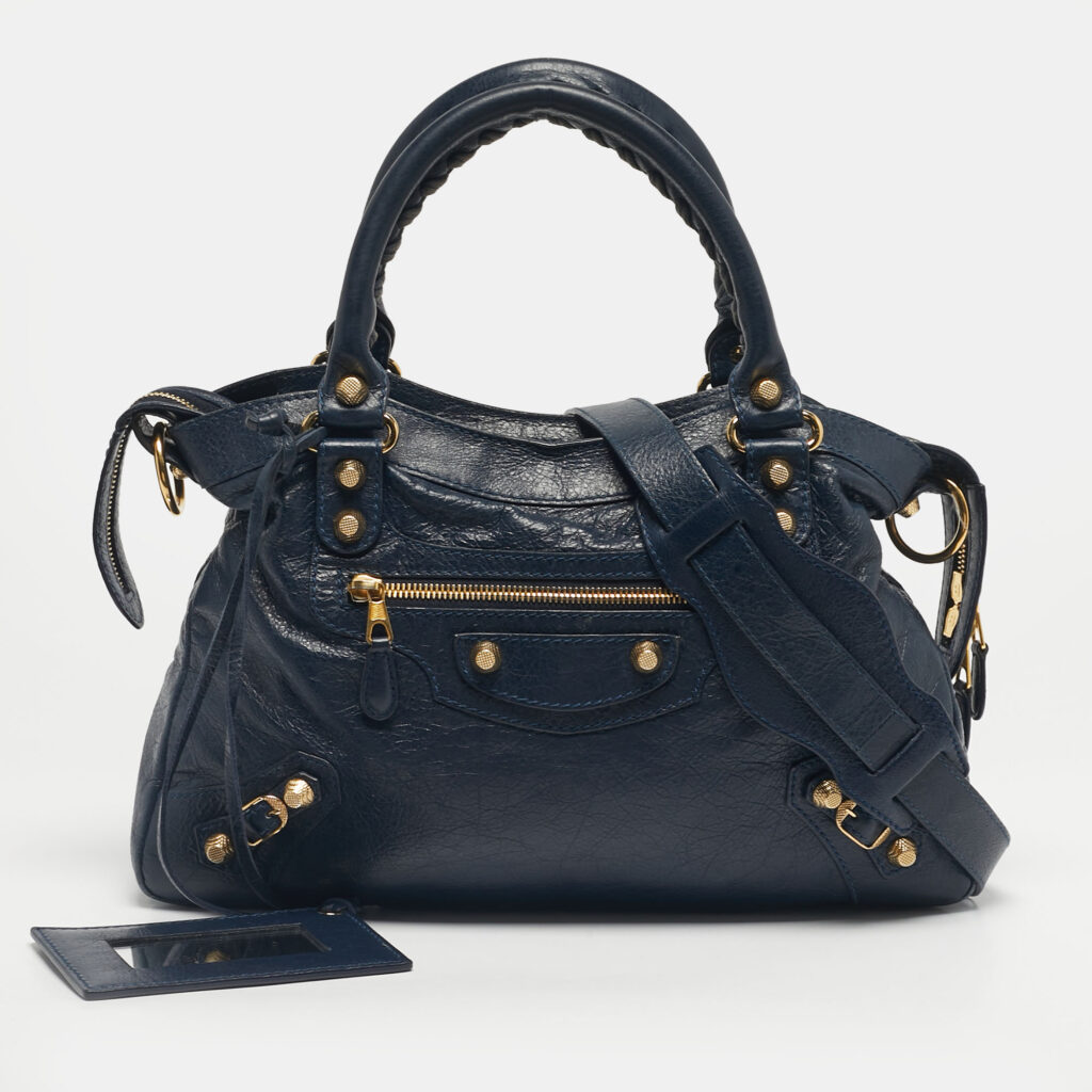 Balenciaga Navy Blue Leather Motocycle Town Bag Balenciaga Navy Blue Leather Motocycle Town Bag