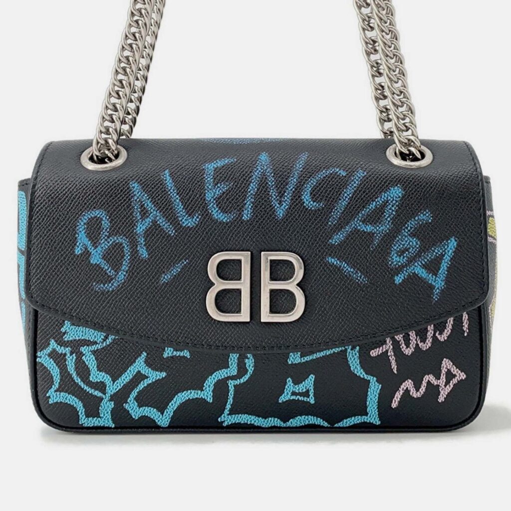 Balenciaga Graffiti Chain shoulder Black/Blue Leather Balenciaga Graffiti Chain shoulder Black/Blue Leather