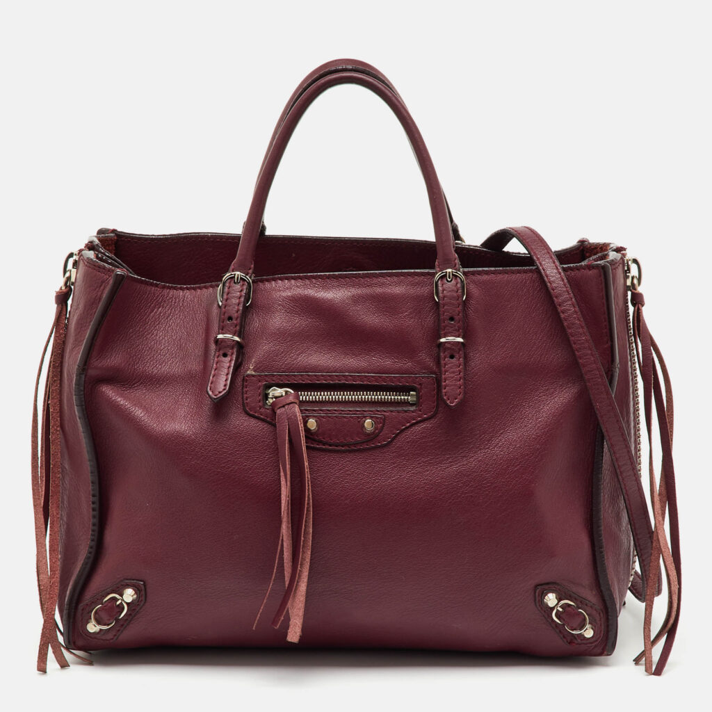 Balenciaga Pourpre Veau Leather Papier A6 Side Zip Tote Balenciaga Pourpre Veau Leather Papier A6 Side Zip Tote