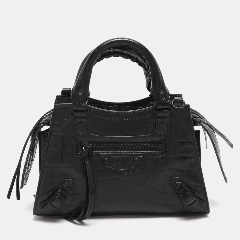 Balenciaga Black Croc Embossed Leather Mini Neo Classic City Tote Balenciaga Black Croc Embossed Leather Mini Neo Classic City Tote