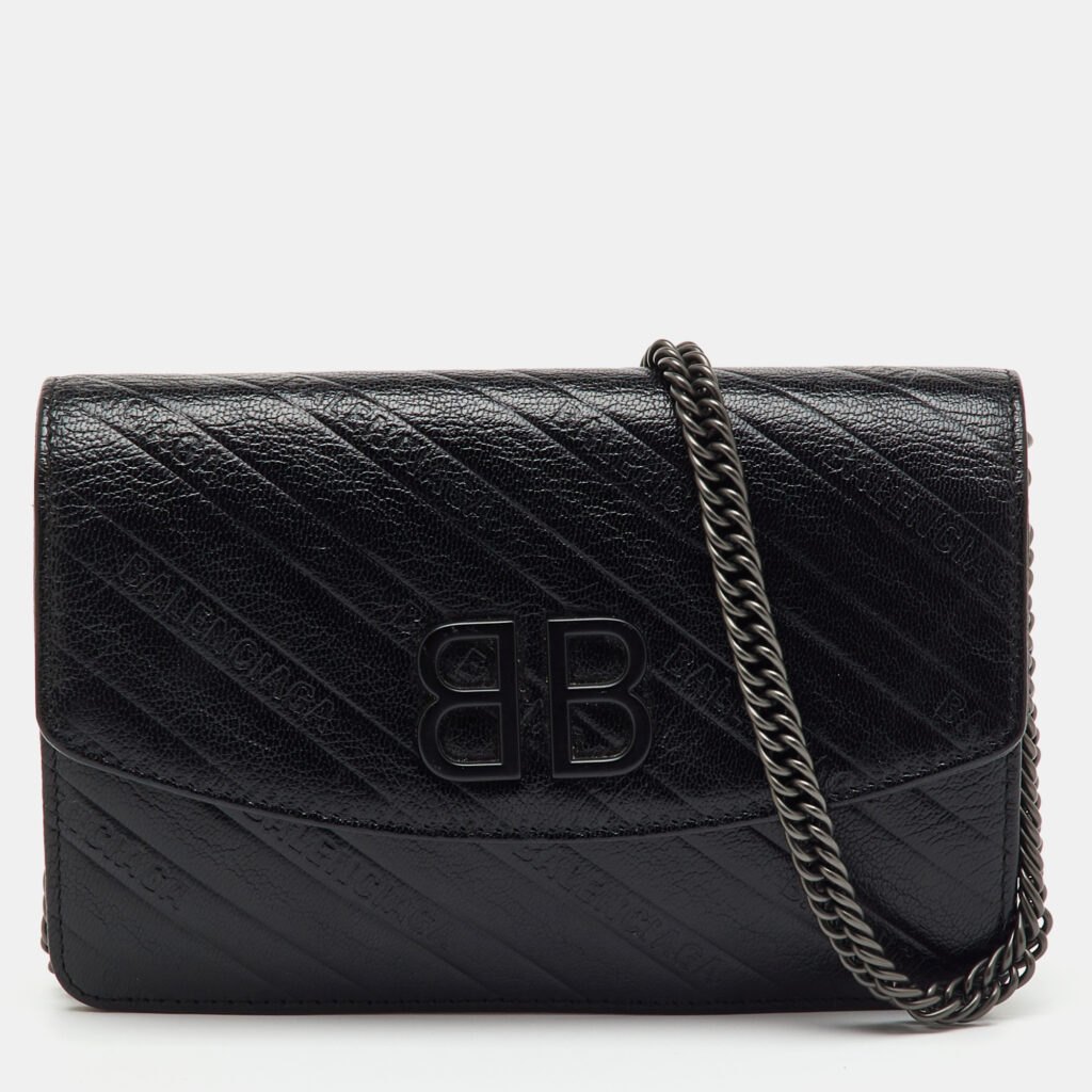 Balenciaga Black Leather BB Wallet on Chain Balenciaga Black Leather BB Wallet on Chain
