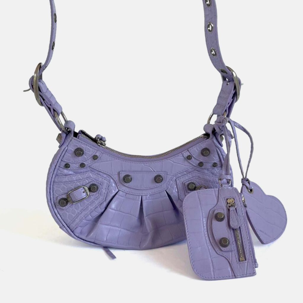 Balenciaga Le Cagole XS Shoulder Bag Crocodile Embossed Calfskin Balenciaga Le Cagole XS Shoulder Bag Crocodile Embossed Calfskin