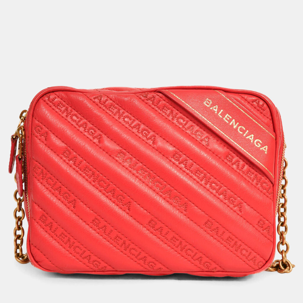 Balenciaga Red Leather Logo 'Blanket Reporter' Camera Bag Balenciaga Red Leather Logo 'Blanket Reporter' Camera Bag