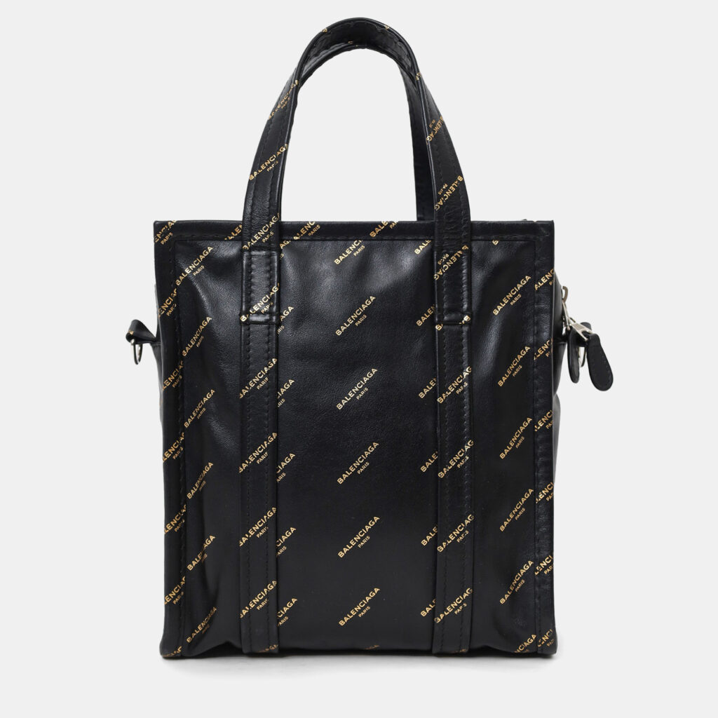 Balenciaga Black Leather/Gold Logo 'Bazar' XS Shopper Tote with Strap Balenciaga Black Leather/Gold Logo 'Bazar' XS Shopper Tote with Strap