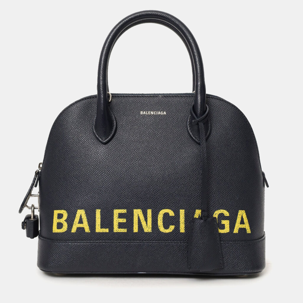 luxury-women-balenciaga-used-handbags-p1248079-006.jpg Balenciaga Black/Yellow Leather Logo Ville Leather Top Handle Bag with Strap