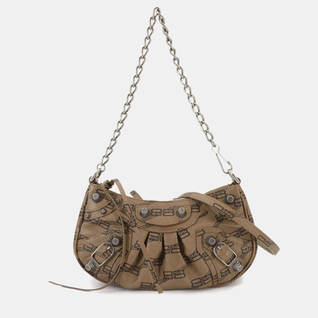 Balenciaga Bb Monogram Le Cagole Mini 2-Way Hand/Shoulder Bag In Brown Leather Balenciaga Bb Monogram Le Cagole Mini 2-Way Hand/Shoulder Bag In Brown Leather