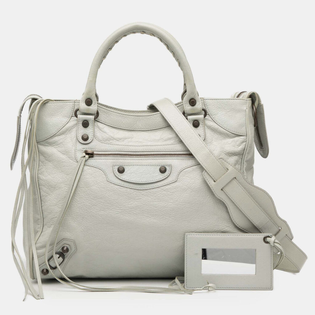 Balenciaga Grey Lambskin Motocross Classic Velo Satchel Balenciaga Grey Lambskin Motocross Classic Velo Satchel