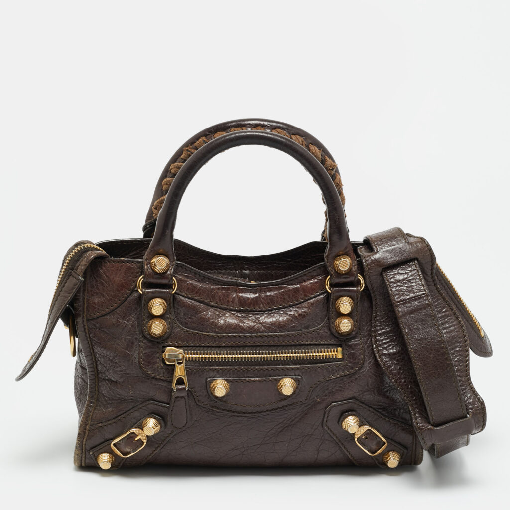 Balenciaga Cacao Brown Leather Mini Classic City Bag