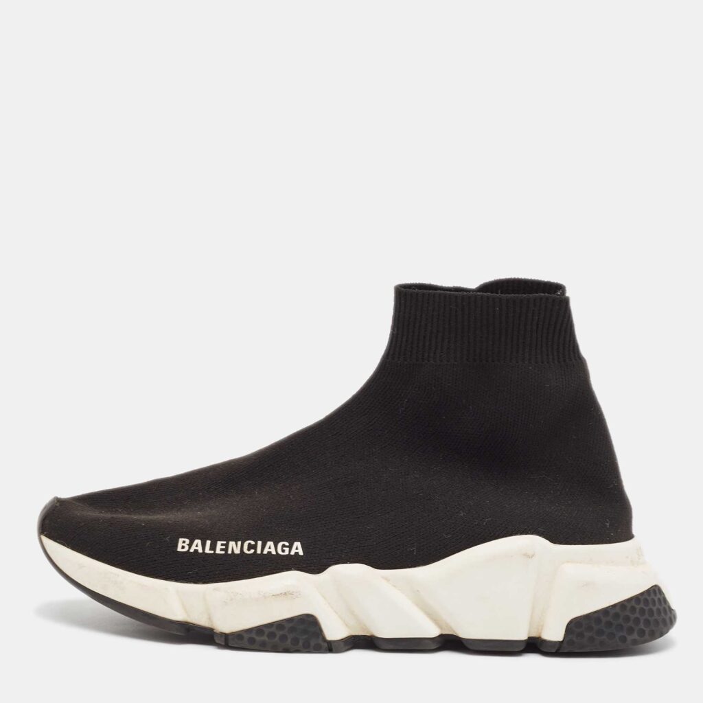 Balenciaga Black Knit Fabric Speed Trainer High Top Sneakers Size 36 Balenciaga Black Knit Fabric Speed Trainer High Top Sneakers Size 36