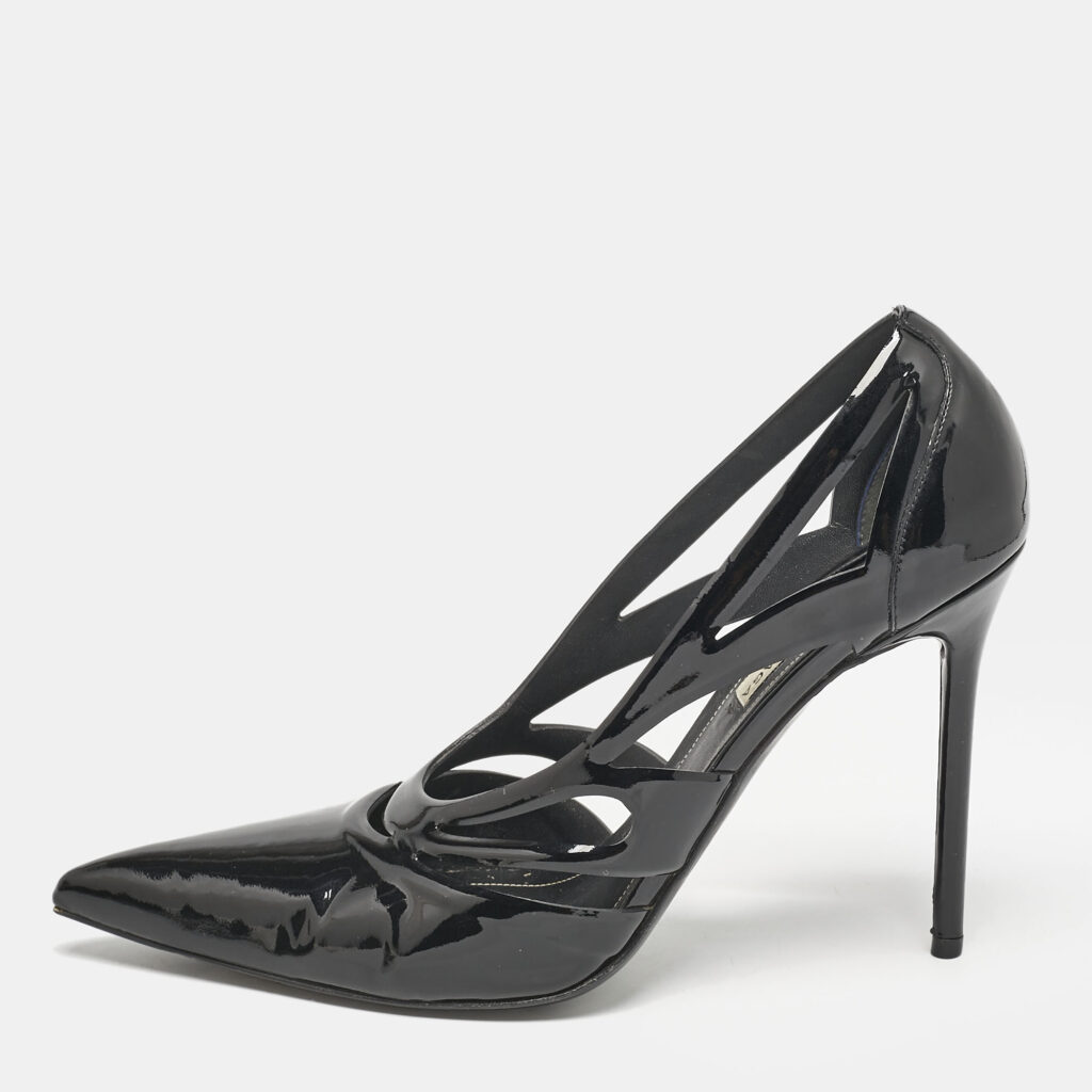 Balenciaga Black Patent Leather Spider Cut Out Pumps Size 38