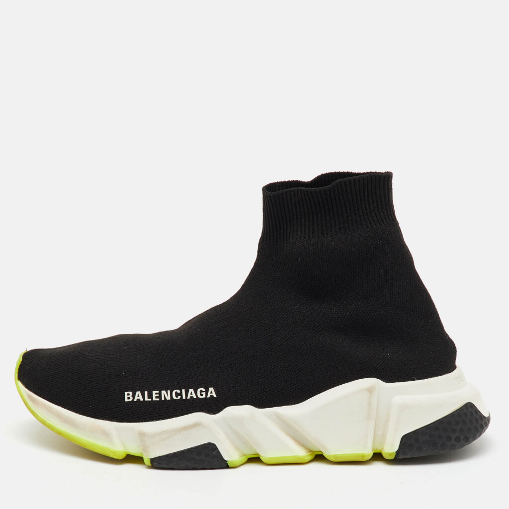 Balenciaga Black Knit Fabric Speed Trainer Slip On Sneakers Size 38 Balenciaga Black Knit Fabric Speed Trainer Slip On Sneakers Size 38